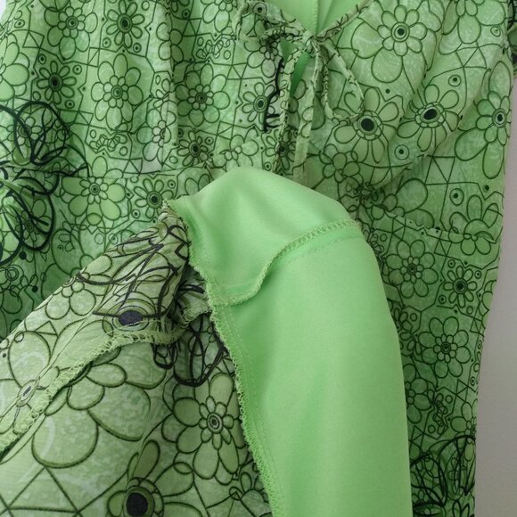 Vintage 90s Dress Size 8 Lime Green Floral 90s Y2K 2000s Jessica Sears - Picture 10 of 11